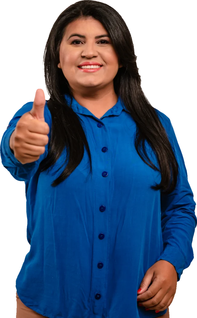 Magda Mossoró fazendo sinal de positivo